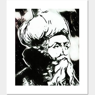 Ibn Arabi Black And White Portrait | Ibn Arabi Artwork 3 Posters and Art